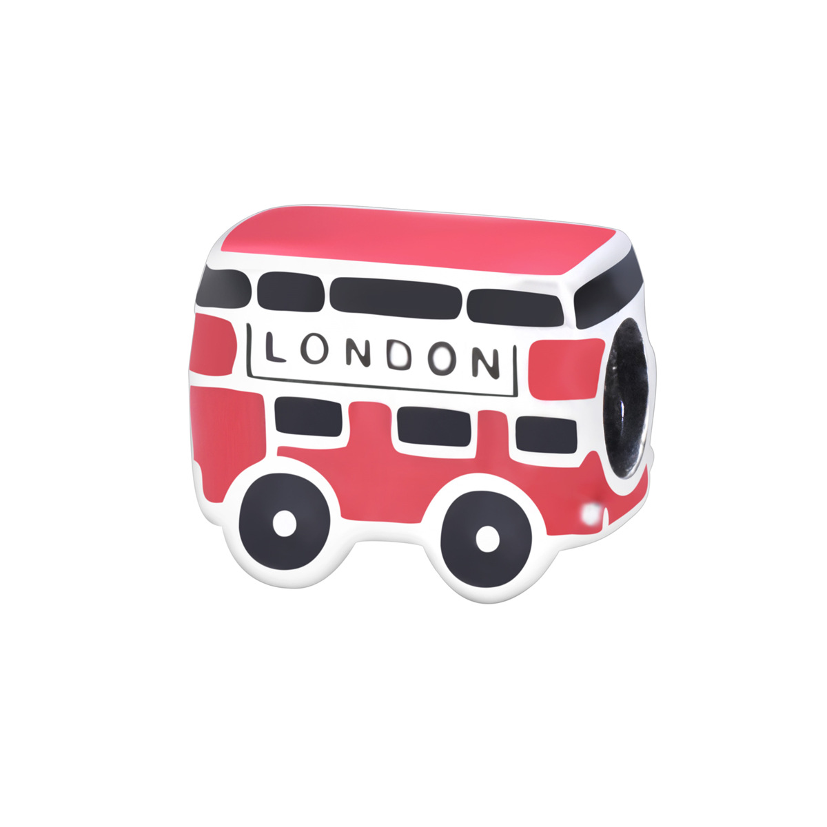 S925 Sterling Silver Beaded DIY Pendant London Bus