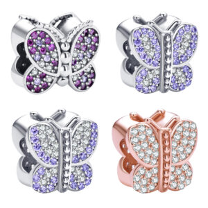 S925 Sterling Silver Beaded DIY Pendant Butterfly