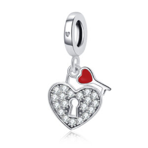 S925 sterling silver beaded DIY pendant heart shaped