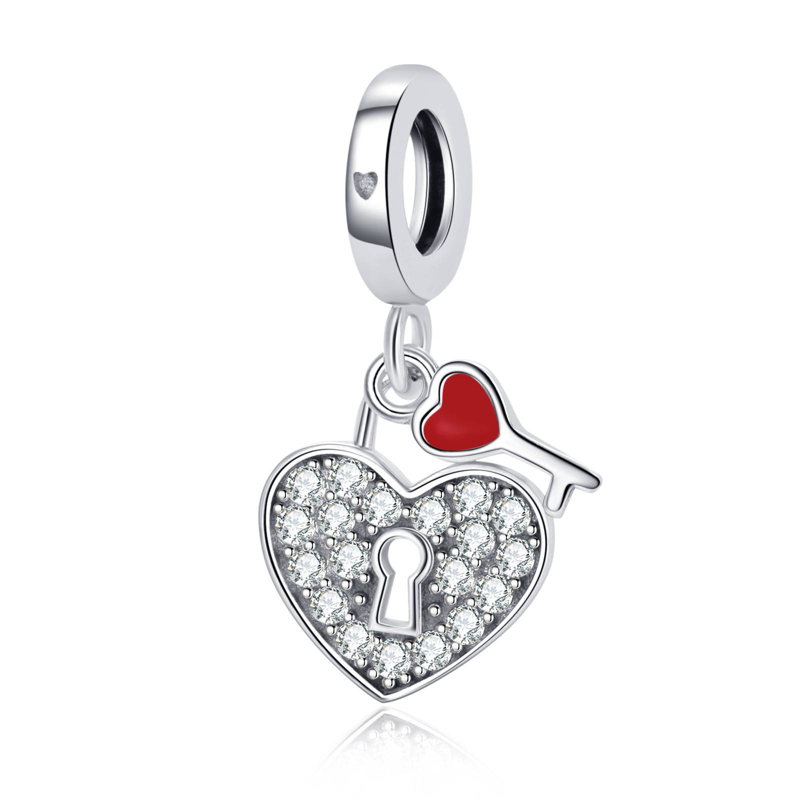 S925 sterling silver beaded DIY pendant heart shaped