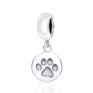S925 sterling silver beaded DIY pendant pet footprints