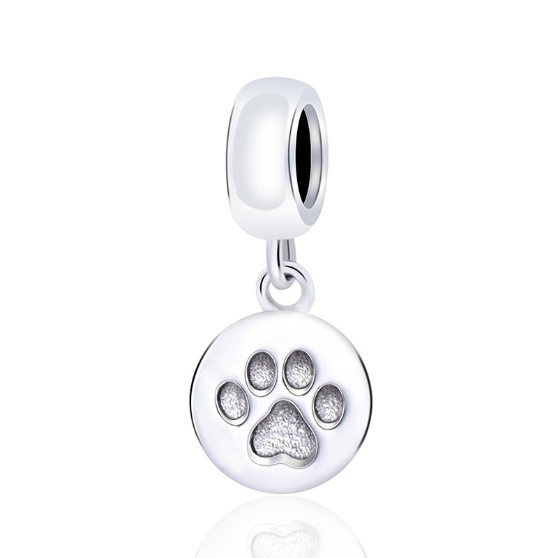 S925 sterling silver beaded DIY pendant pet footprints