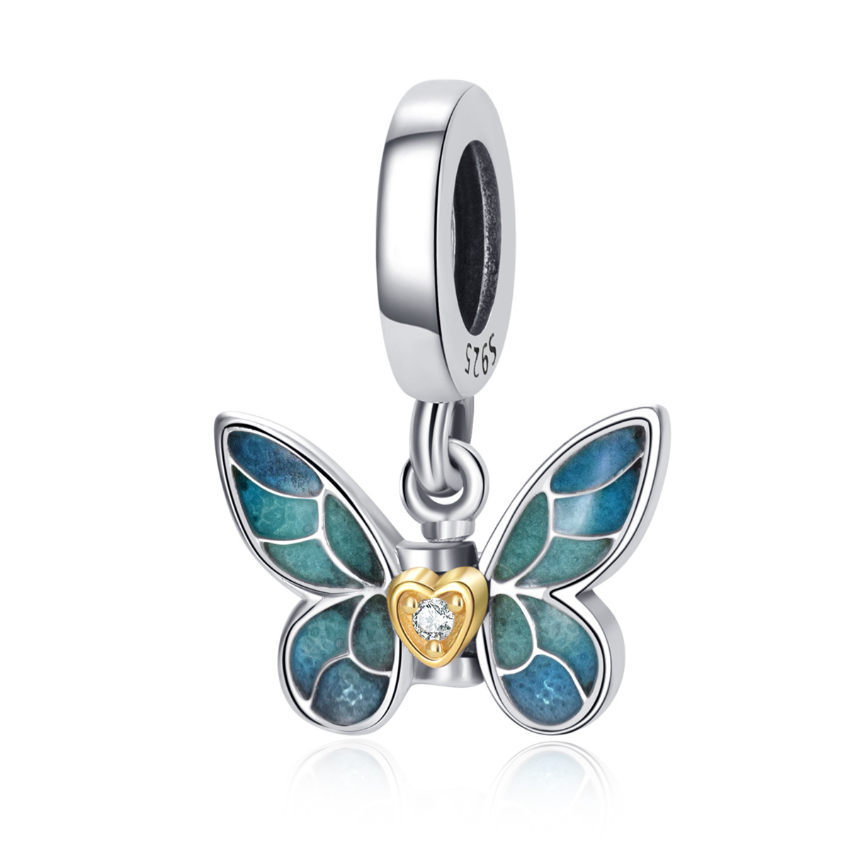 S925 Sterling Silver Beaded DIY Pendant Blue Butterfly