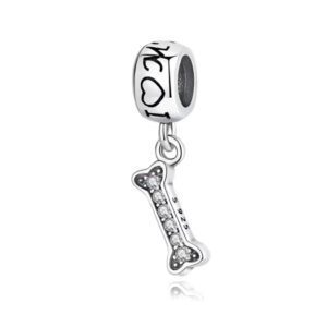 S925 sterling silver beaded DIY pendant love dog bones