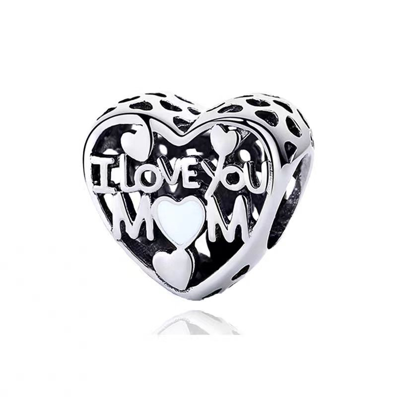 S925 Sterling Silver Beaded DIY Pendant Love I Love You