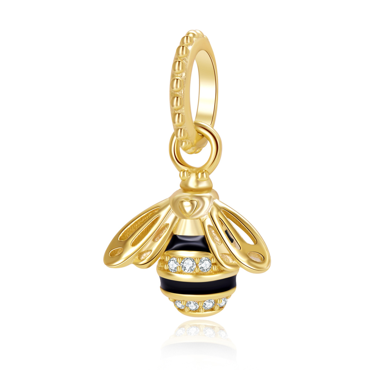 S925 Sterling Silver Beaded DIY Pendant Gold Little Bee