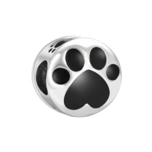 S925 sterling silver beaded DIY pendant paw print