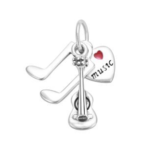 S925 Sterling Silver Beaded DIY Pendant Violin