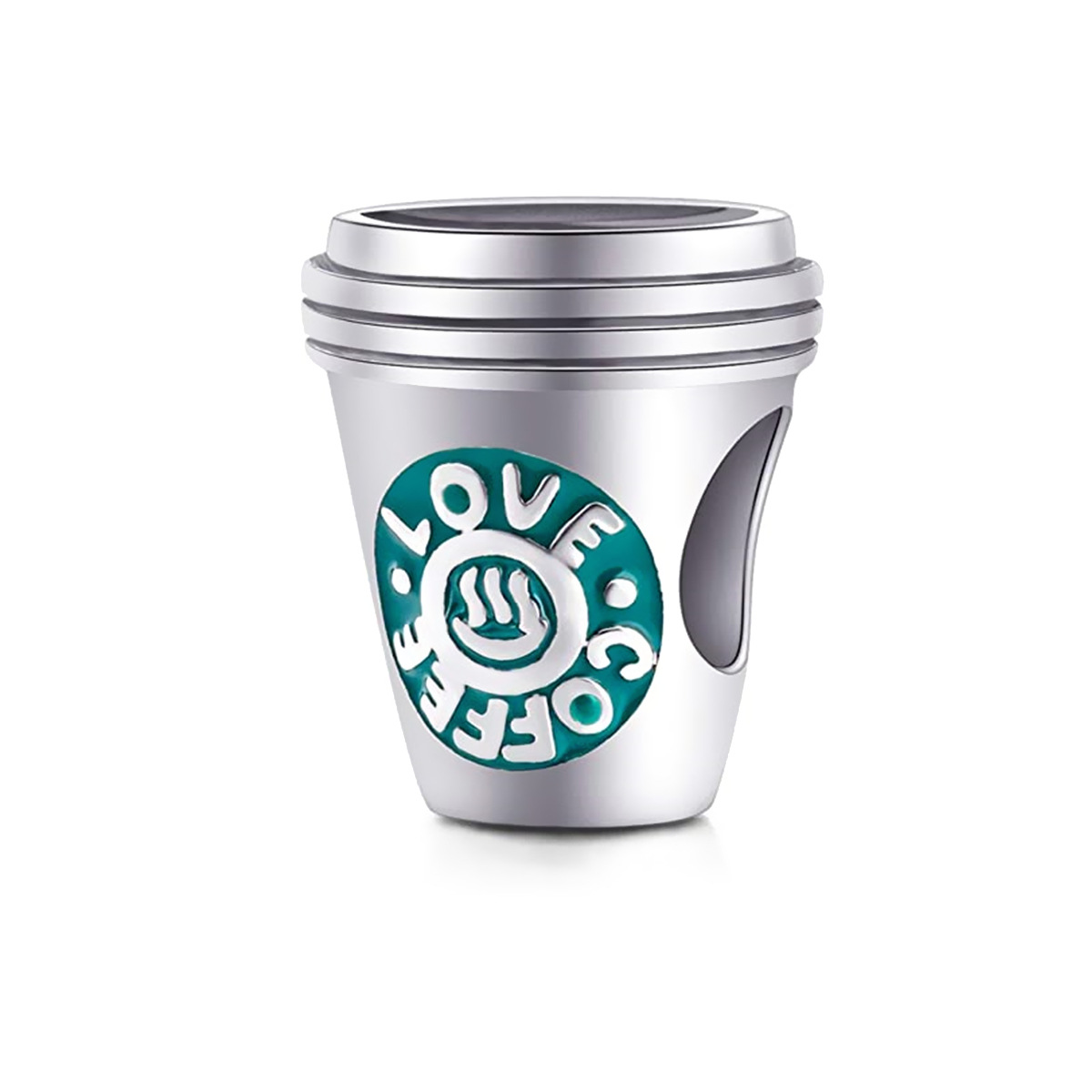 S925 Sterling Silver Beaded DIY Pendant Coffee Cup