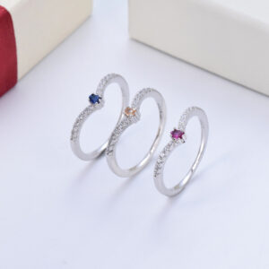 S925 Sterling Silver Ring Colored Zircon Ring