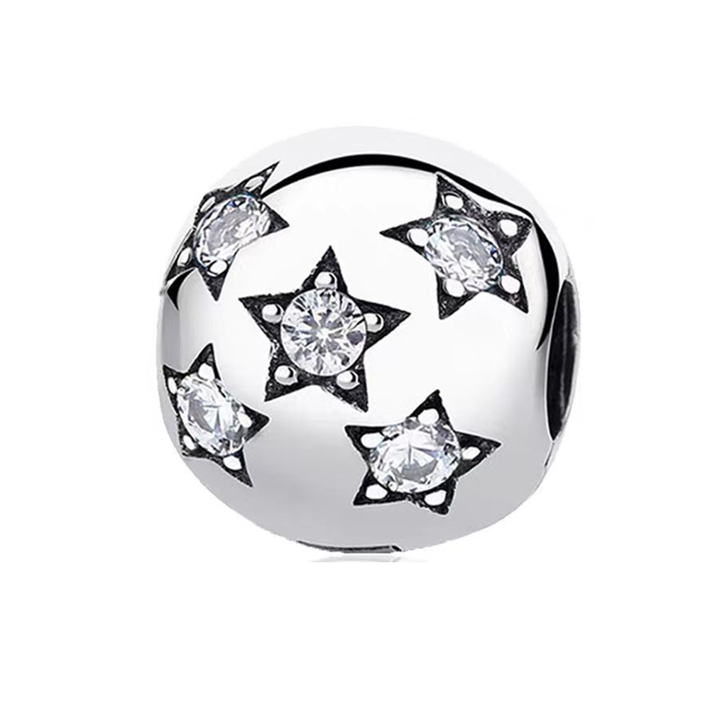 S925 sterling silver beaded DIY pendant pentagram