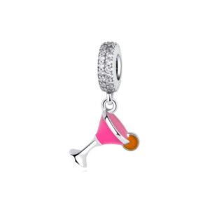S925 Sterling Silver Beaded DIY Pendant Cocktail Glass
