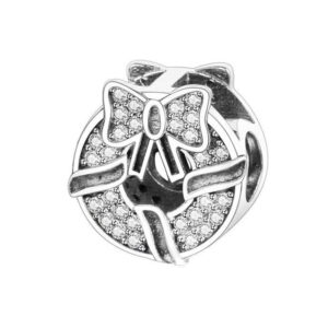 S925 sterling silver beaded DIY pendant bow