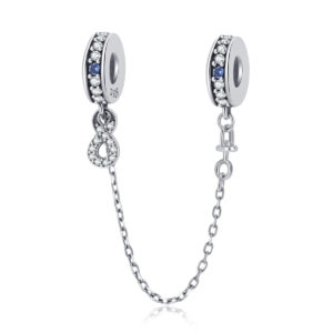 S925 Sterling Silver Beaded DIY Pendant Digital 8 Security Chain