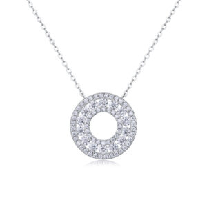 1.4CT D Color Double Circle Moissanite Necklace Pendant GRA Certified S925 Silver Link Chain