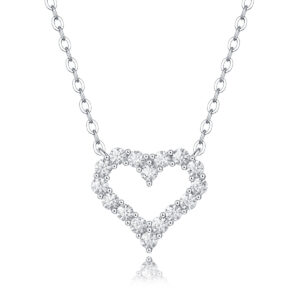 2.2mm Moissanite Necklaces Heart Pendant GRA Certified S925 Silver Neck Chain
