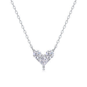S925 Silver 4.0mm Heart Moissanite Pendant Necklace