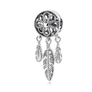 S925 Sterling Silver Beaded DIY Pendant Feathers