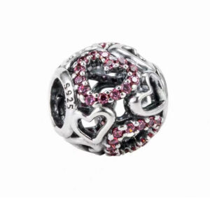 S925 sterling silver beaded DIY pendant hollow purple heart
