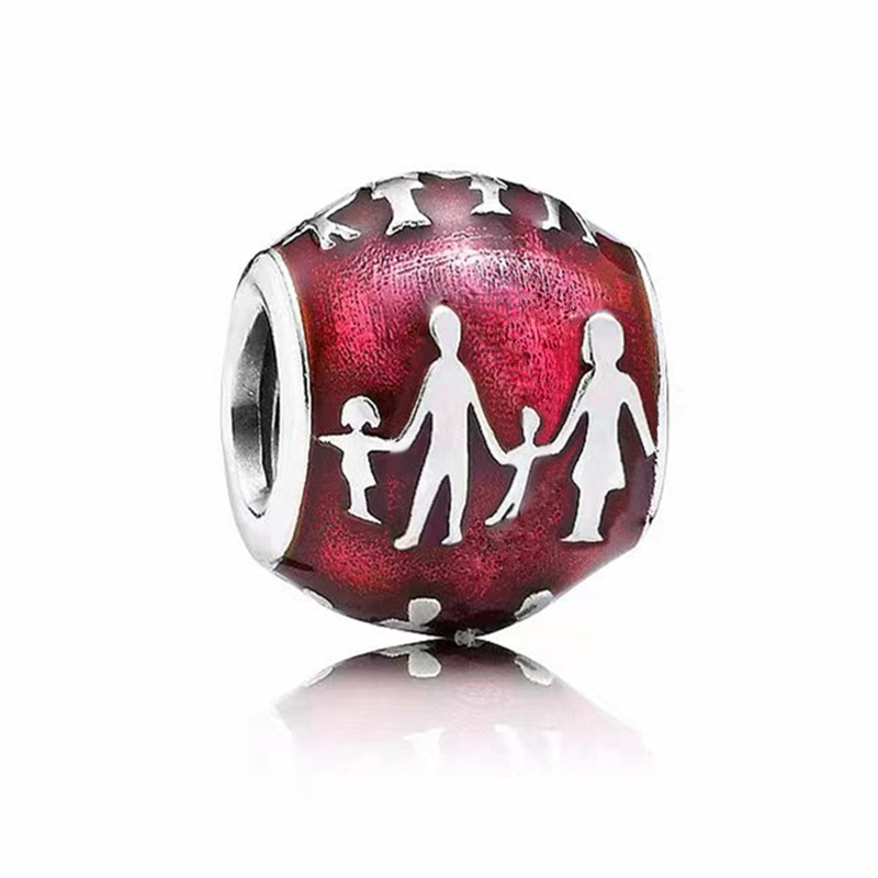 S925 sterling silver beaded DIY pendant for a family of four