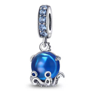 S925 Sterling Silver Beaded DIY Pendant Octopus