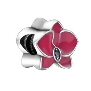 S925 sterling silver beaded DIY pendant Phalaenopsis orchid