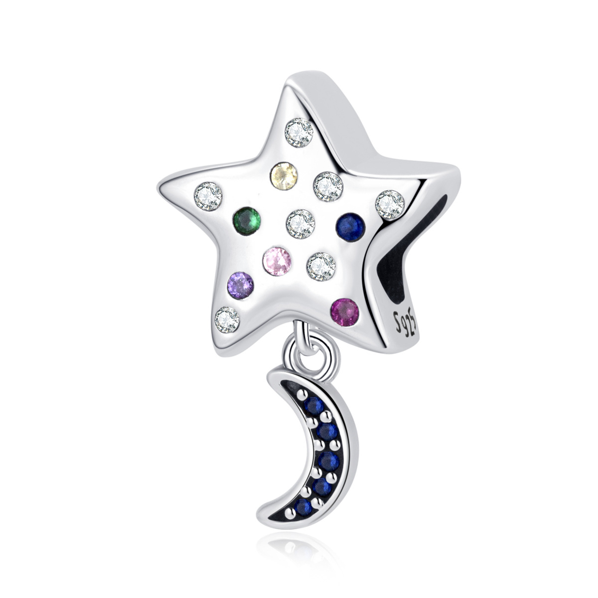 S925 Sterling Silver Beaded DIY Pendant Star
