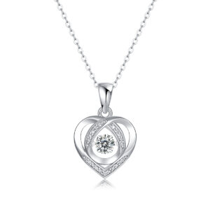 S925 Sterling Silver D Color VVS1 0.5CT Moissanite Heart Pendant Necklace Women Jewelry