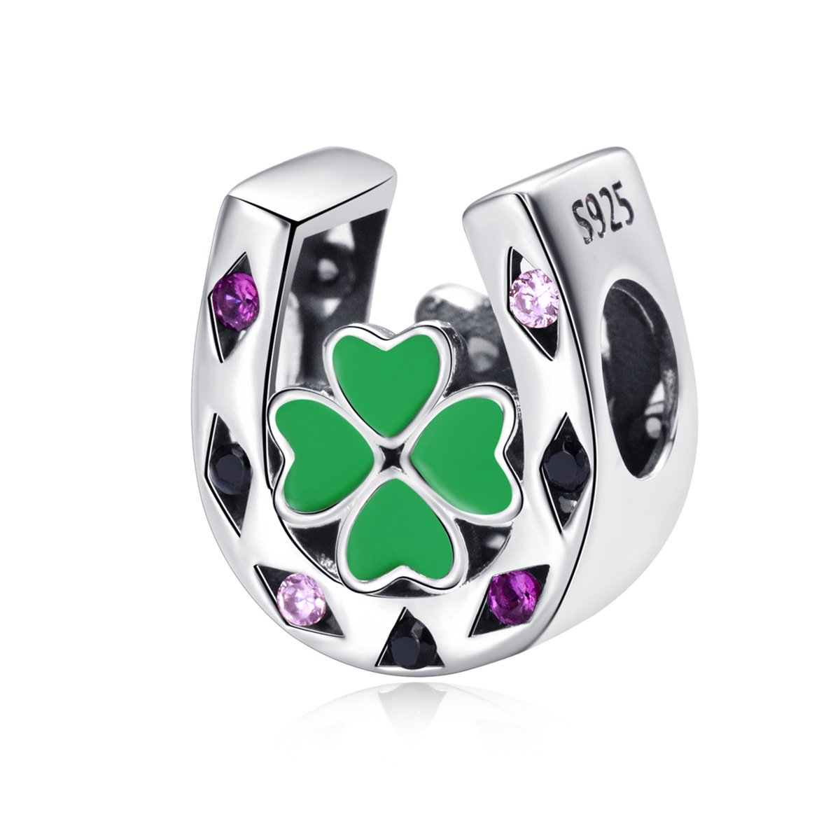 S925 Sterling Silver Beaded DIY Pendant Heart Shaped Flowers