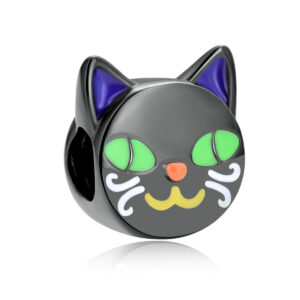 S925 sterling silver beaded DIY pendant cat