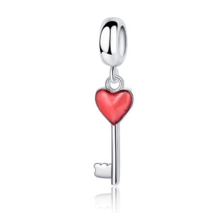 S925 sterling silver beaded DIY pendant love key