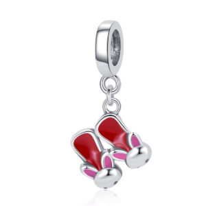 S925 Sterling Silver Beaded DIY Pendant Bunny Slippers
