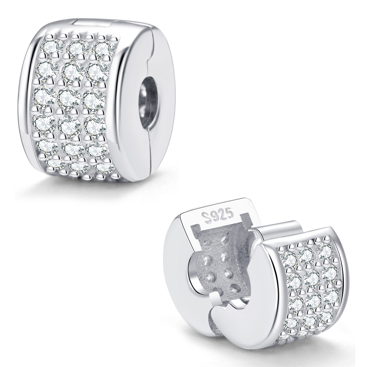 S925 sterling silver beaded DIY pendant buckle positioning beads - Image 2