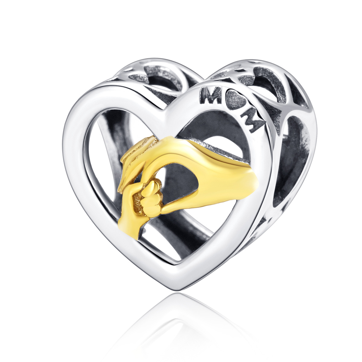 S925 sterling silver beaded DIY pendant love hands