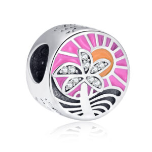 S925 Sterling Silver Beaded DIY Pendant Beach Coconut Tree