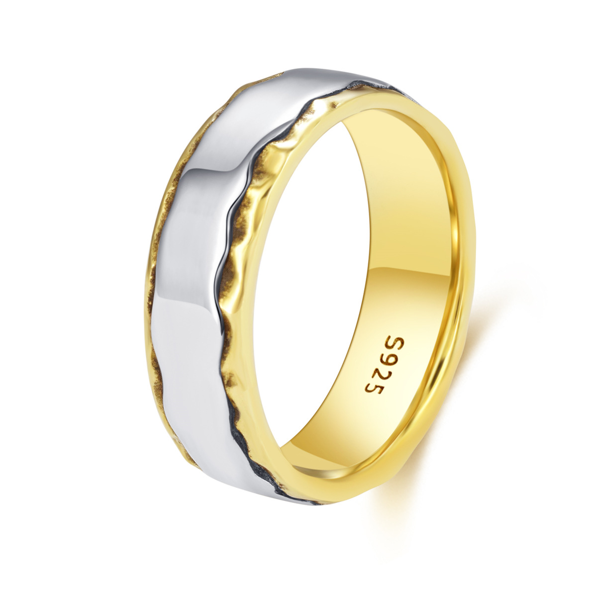 S925 sterling silver couple ring mix gold craft unisex