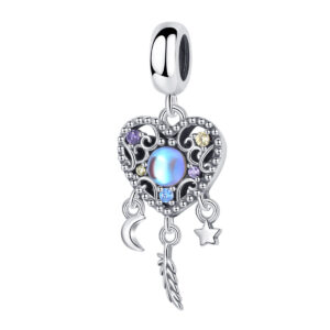 S925 sterling silver beaded DIY pendant heart shaped