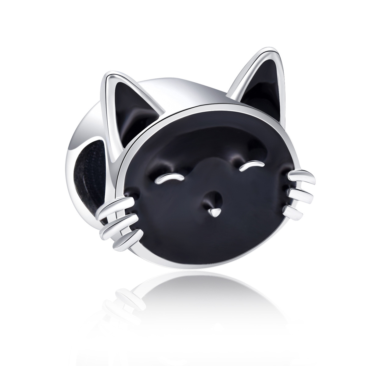 S925 sterling silver beaded DIY pendant cat