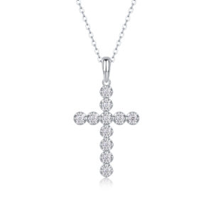 Cross Moissanite Pendant S925 Silver Hypoallergenic Necklace