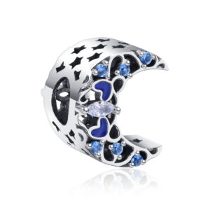 S925 sterling silver beaded DIY pendant starry moon