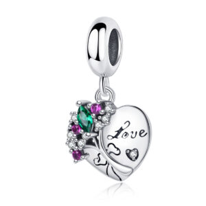 S925 sterling silver beaded DIY pendant love
