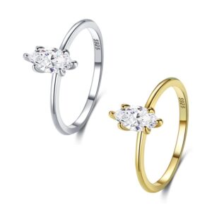 S925 sterling silver ring zircon pear-shaped simple engagement classic six-claw ring