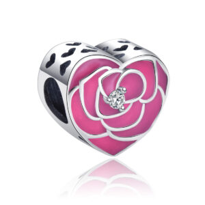 S925 Sterling Silver Beaded DIY Pendant Pink Flowers