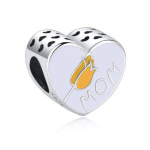 S925 sterling silver beaded DIY pendant love tulips