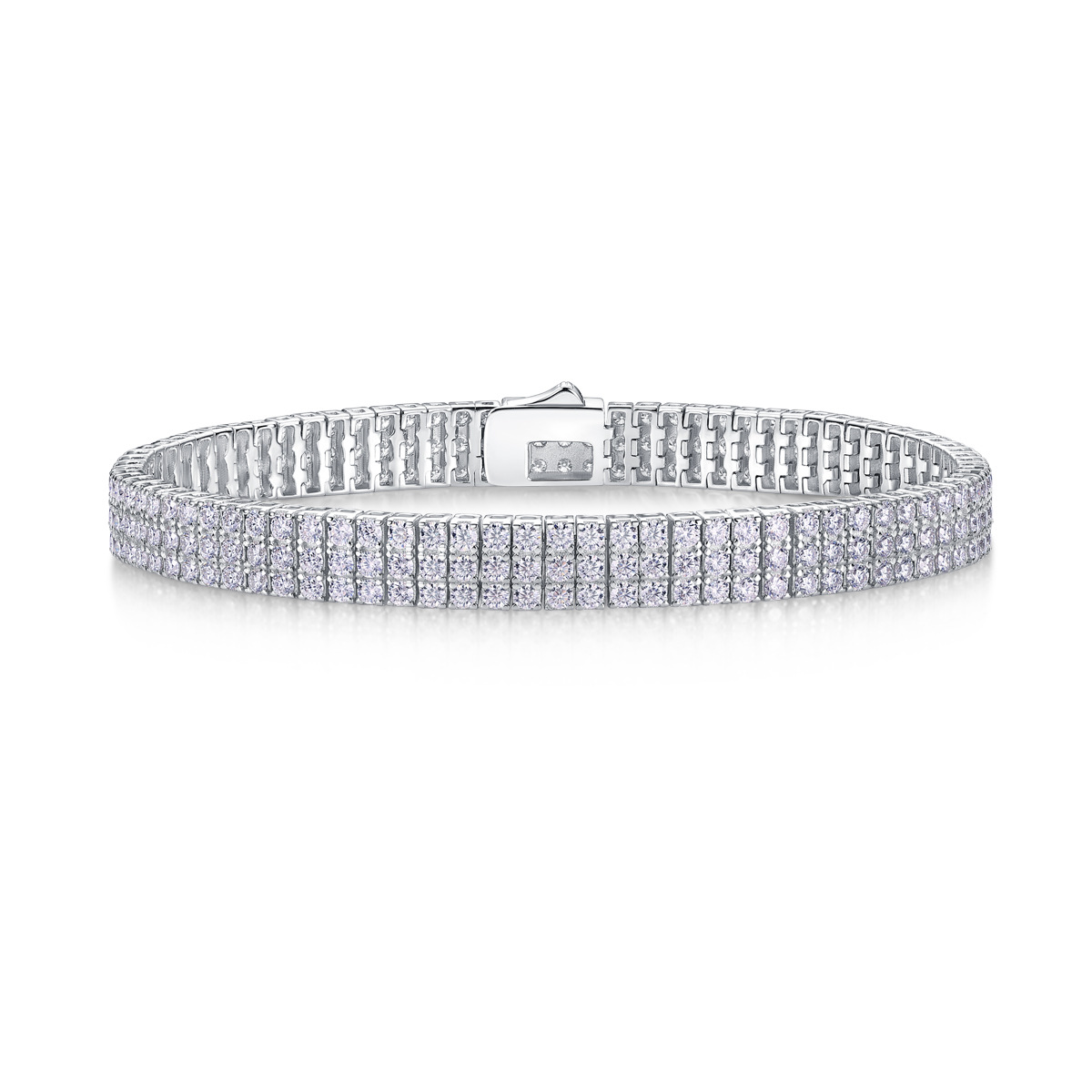 2mm Elegant 3 Rows Moissanite Tennis Bracelet S925 Sterling Silver Exquisite Fashion Wristlets