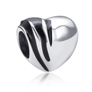 S925 sterling silver beaded DIY pendant heart shaped stripes