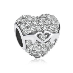 S925 sterling silver beaded DIY pendant love