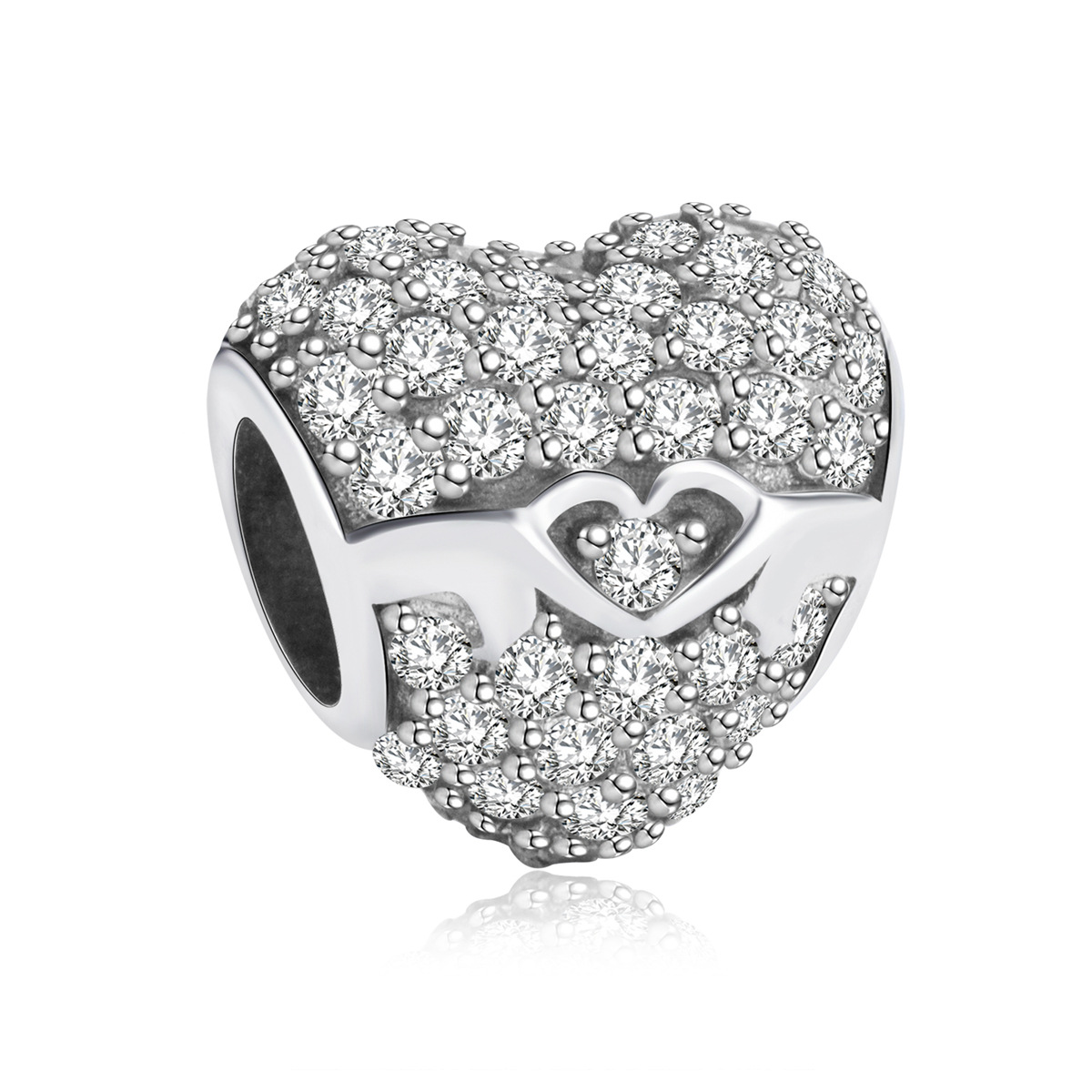 S925 sterling silver beaded DIY pendant love