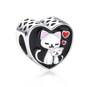 S925 sterling silver beaded DIY pendant cat