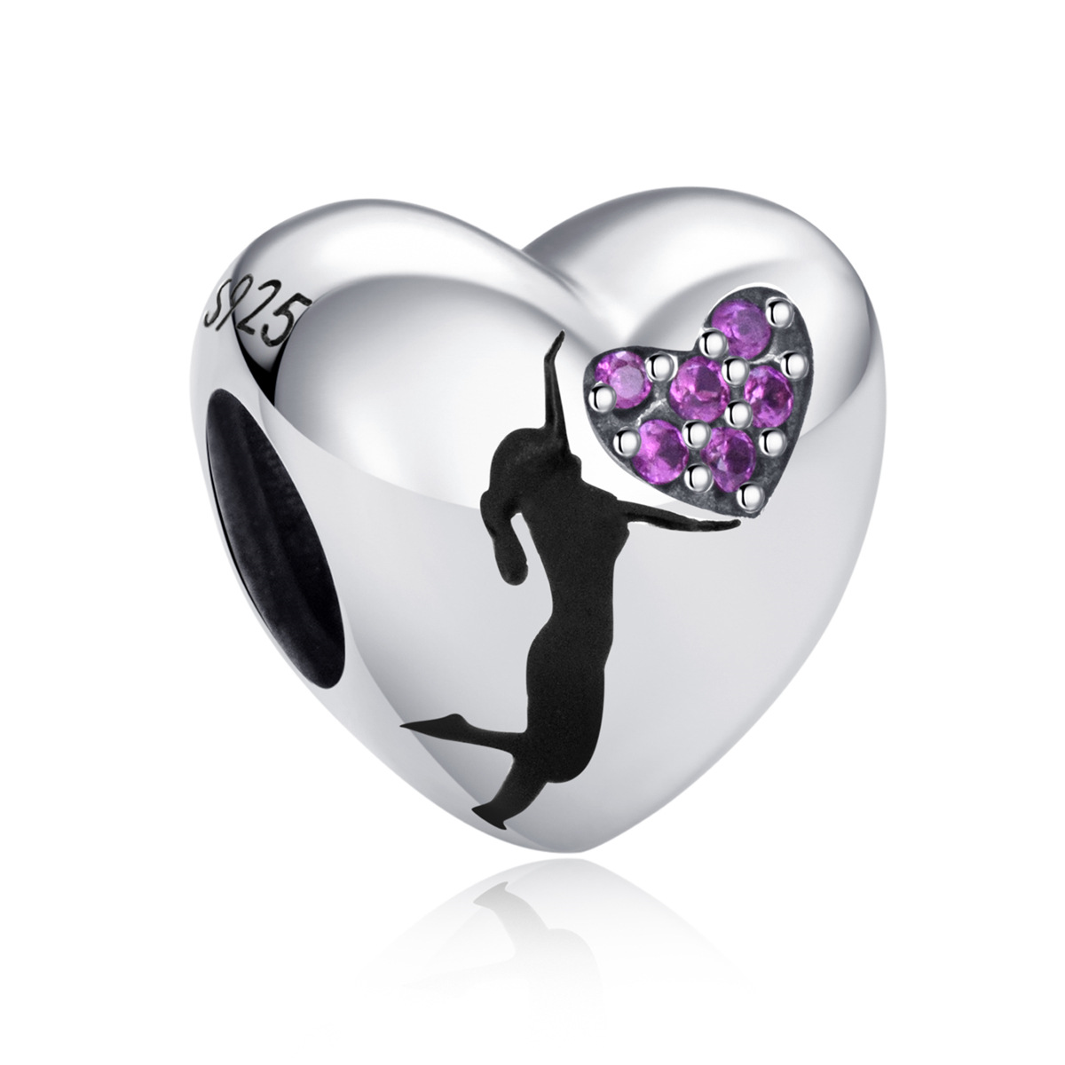 S925 sterling silver beaded DIY pendant love